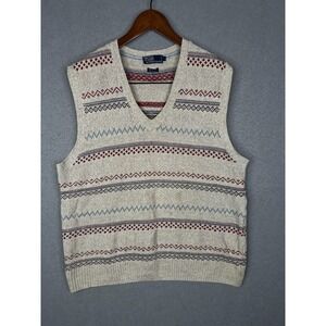 VNTG Polo Ralph Lauren (XL)‎ Cotton Linen Knit Sweater Vest